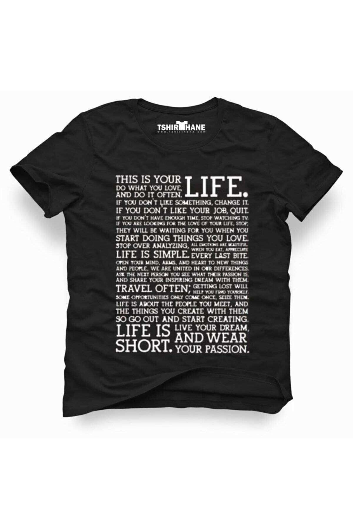 Tshirthane This Is Your Life Komik Baskılı Erkek Dar Kesim Slim Fit T-shirt