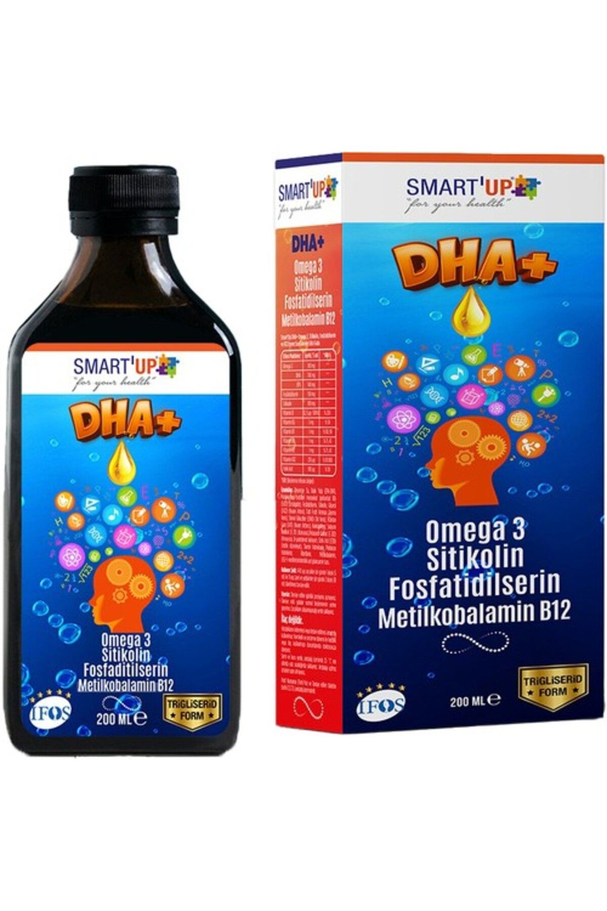 SMART UP Sitikolin Dha Omega 3 Ve Fosfatidilserin Iceren Balık Yağı B12 200 ml Şurup