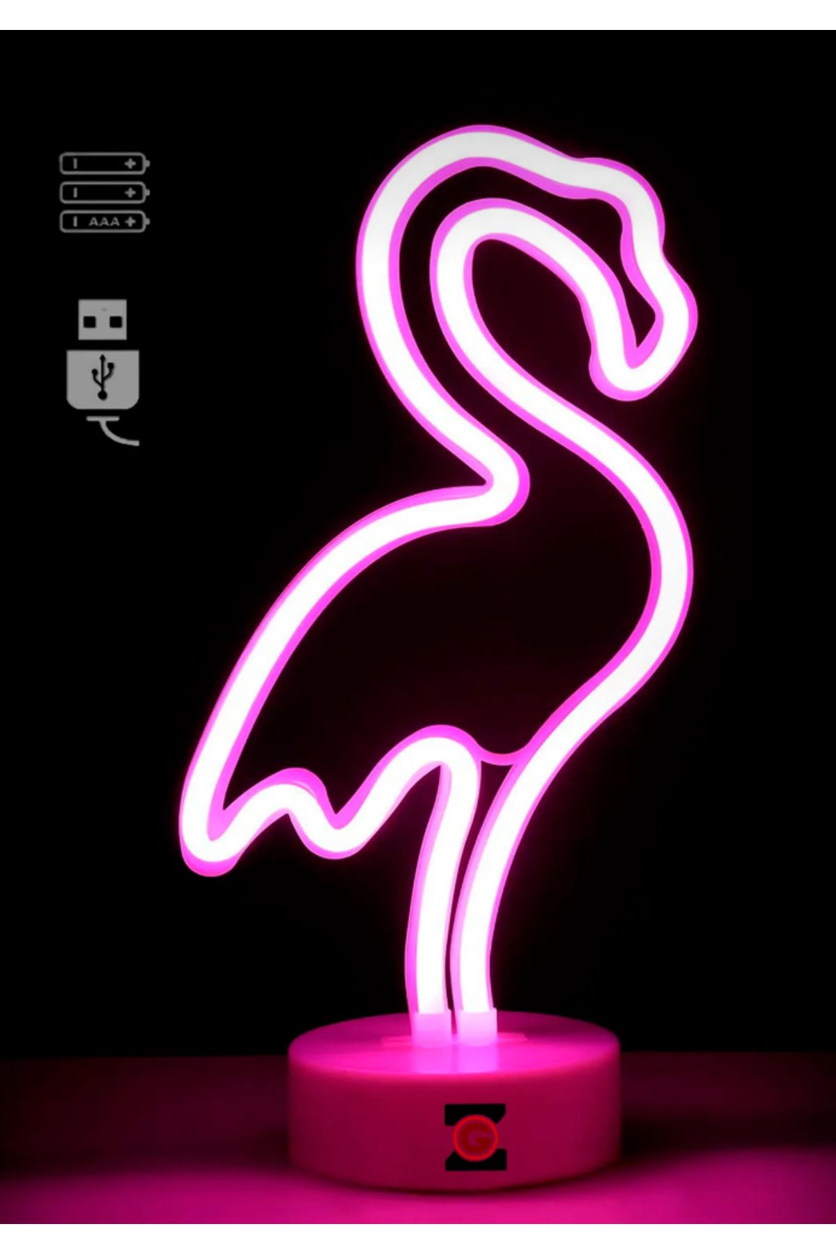 Mi-ÇA HOME Flamingo Neon Led Işıklı Usb'li Gece Lambası Pilli Neon Led Işıklı Masa Lambası Dekoratif Aydınlatma