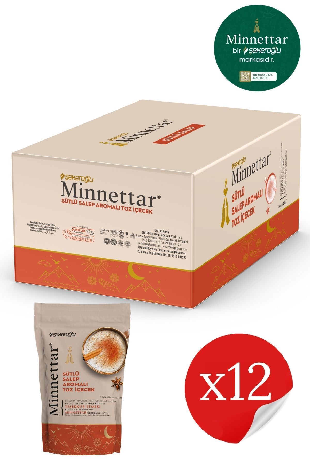 Şekeroğlu Minnettar Sütlü Salep 12 X 200 gr ( 12 Paket )