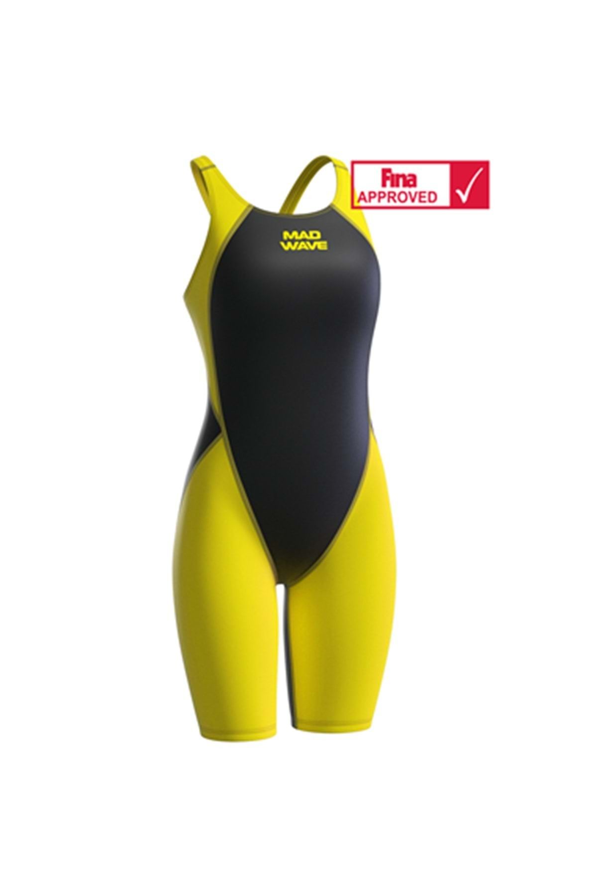 Mad Wave Women Racing Open Back Swimsuit Mw (YARIŞ MAYOSU) - Siyah-sarı - S