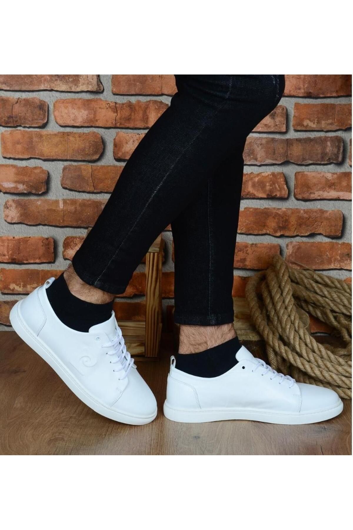 Pierre Cardin 77609 Erkek Hakiki Deri Beyaz Sneaker Ayakkabı