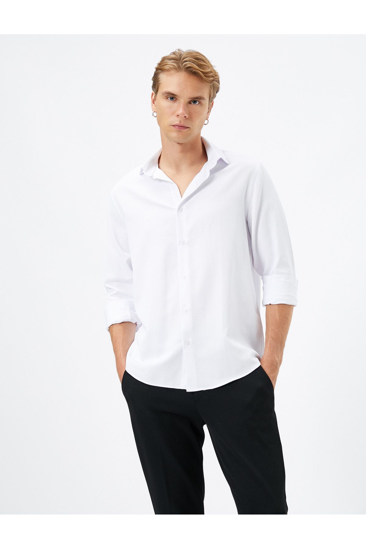 Koton Basic Gömlek Klasik Yaka Düğmeli Uzun Kollu Non Iron
