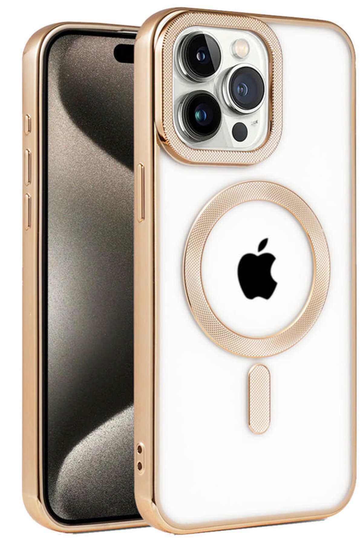 NewFace iPhone 14 Pro Kılıf Kronos Magsafe Kapak - Gold 337108