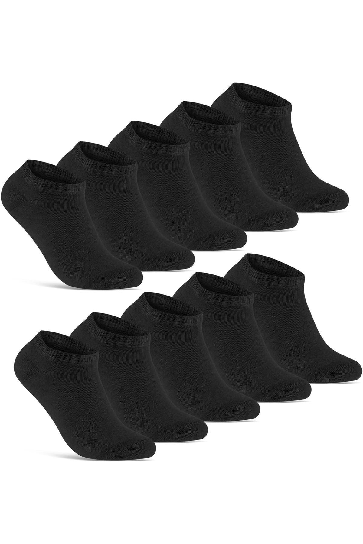 SOCKSHION Pamuklu Patik Bilek Boy Çorap Patik Çorap Siyah Renk 10 Çift
