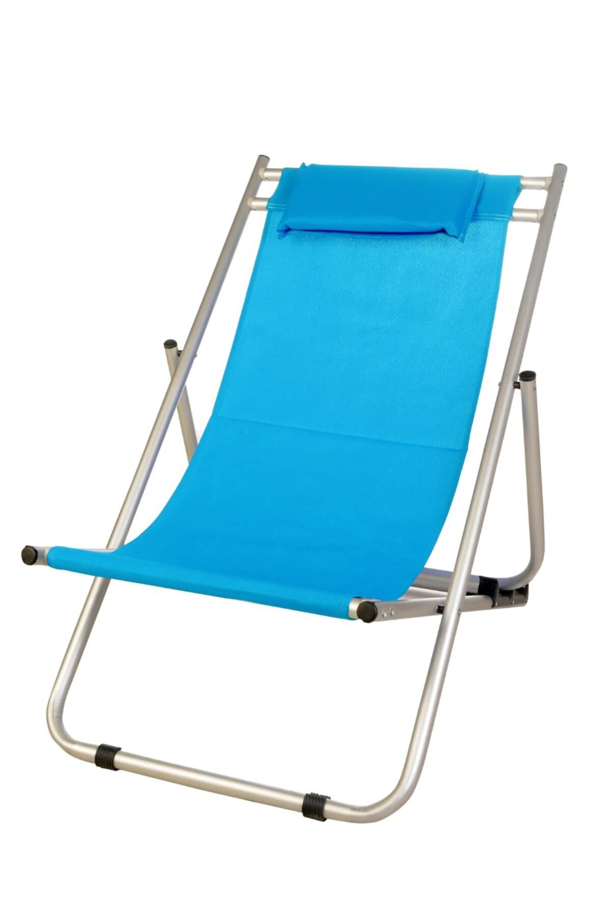 teknotrust Lacivert Katlanır Kademeli Şezlong Katlanır Sandalye Katlanır Şezlong Mavi Modern Alüminyum