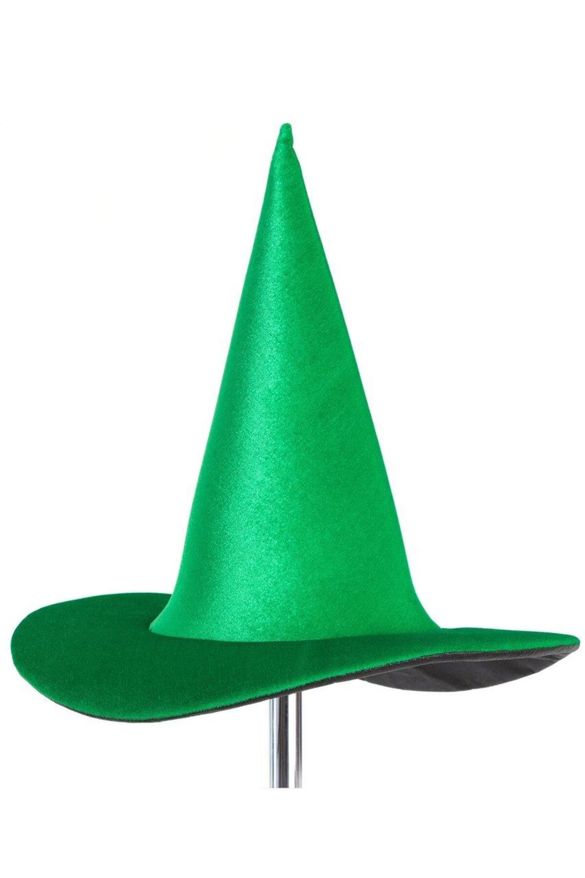 Liyavera Genç Ve Yetişkin Halloween Cadılar Bayramı Yeşil Şapka - Halloween Cadı Kostümü - Cadı Şapkası