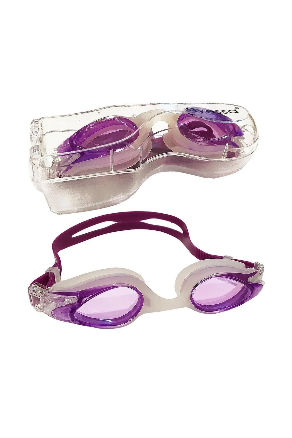 TOCSPORTS Yetişkinler İçin Kutulu Ayarlanabilir Mor Yüzücü Gözlüğü - Deniz Havuz Gözlüğü mr
