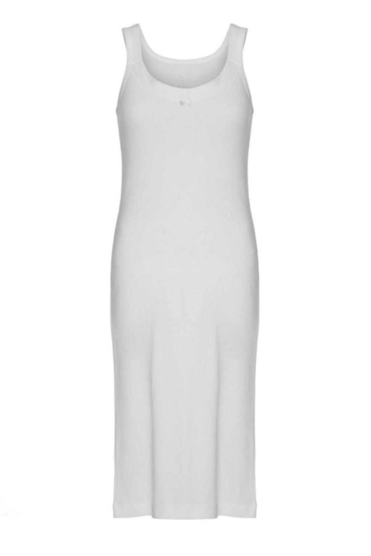 Ritnice Prive Premium %100 Pamuk Comfort Beyaz Uzun Iç Elbise Astar