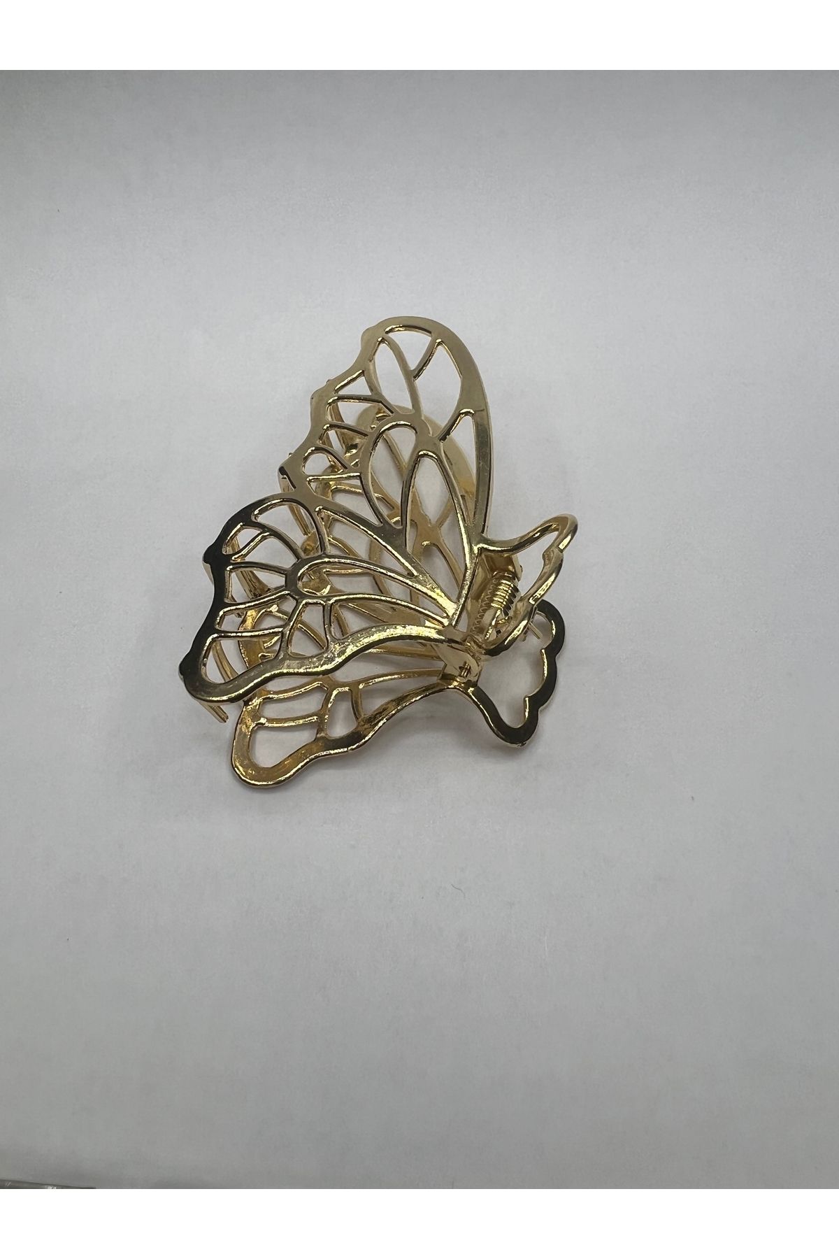 İKLİM BUTİK Kelebek Desenli Gold Renkli Metal Büyük Mandallı Toka
