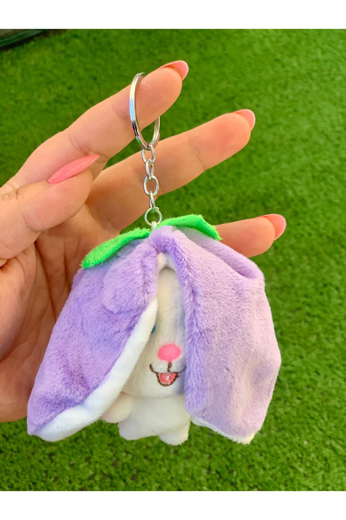 Meyra Accessories 1 adet sevimli uzun kulaklı tavşan renkli ?peluş araba çanta süslü hediyelik oyuncak anahtarlık