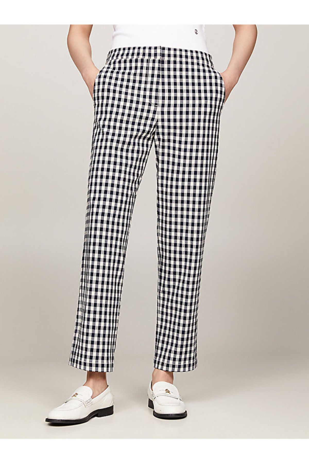Tommy Hilfiger Gingham Slim Fit Straight Trousers