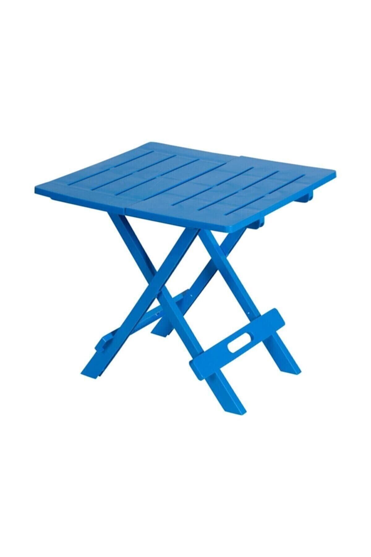 teknotrust Dikdörtgen Ev Bahçe Plastik Katlanabilir Piknik Masası Mavi 55 x 47 Katlanır Plastik Mavi
