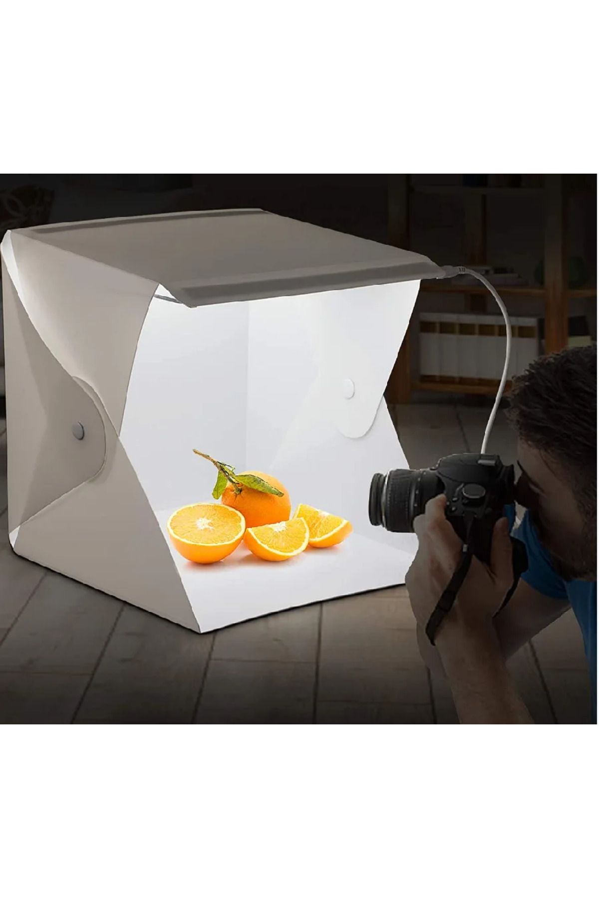 teknotrust Lensler ve Filtreler Stüdyo Led Işıklı Çekim Çadırı Mini Ürün Fotoğraf Çekim Çadırı 2 Fonlu Siyah B