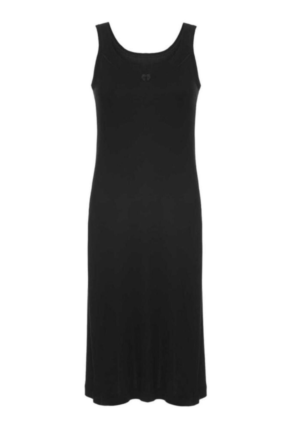 Ritnice Prive Premium %100 Pamuk Comfort Siyah Uzun Iç Elbise Astar