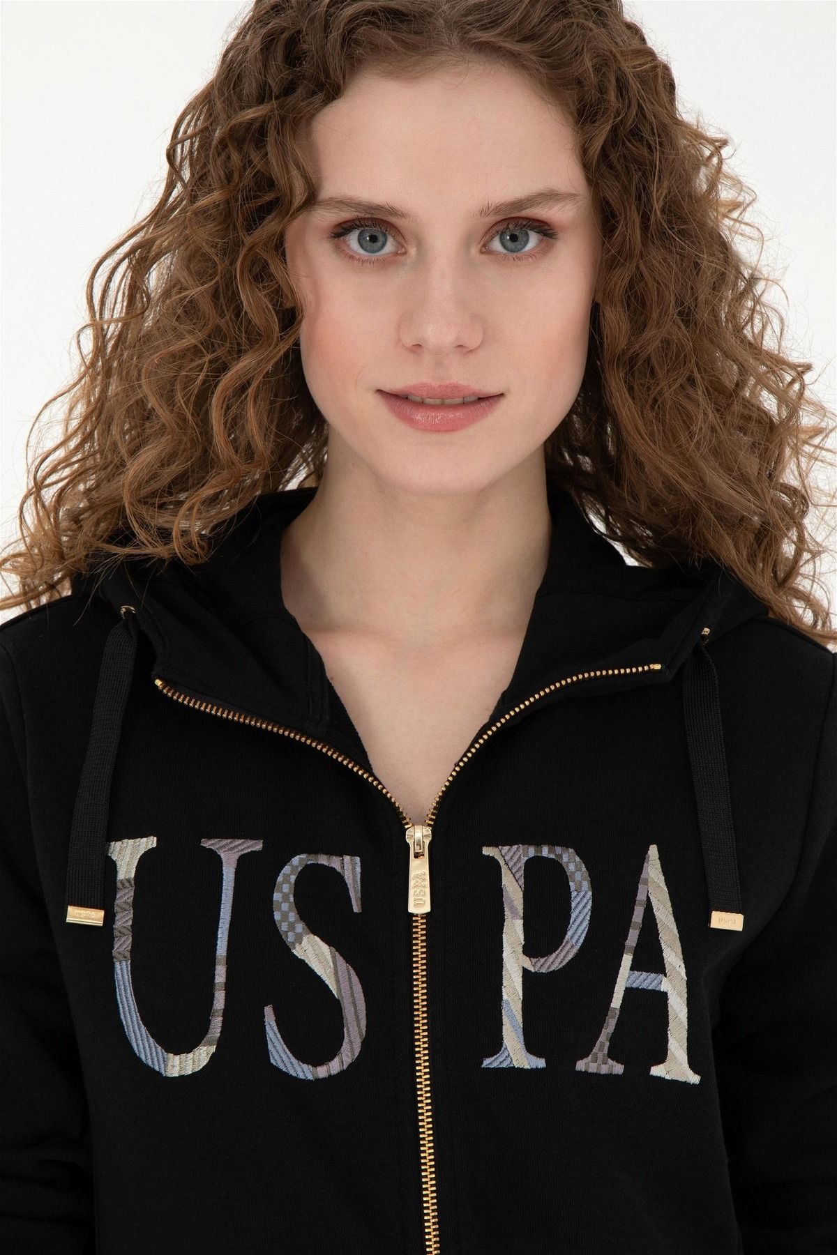 U.S. Polo Assn. Kadın Siyah Basic Sweatshirt ELİFSU BUTİKHOME