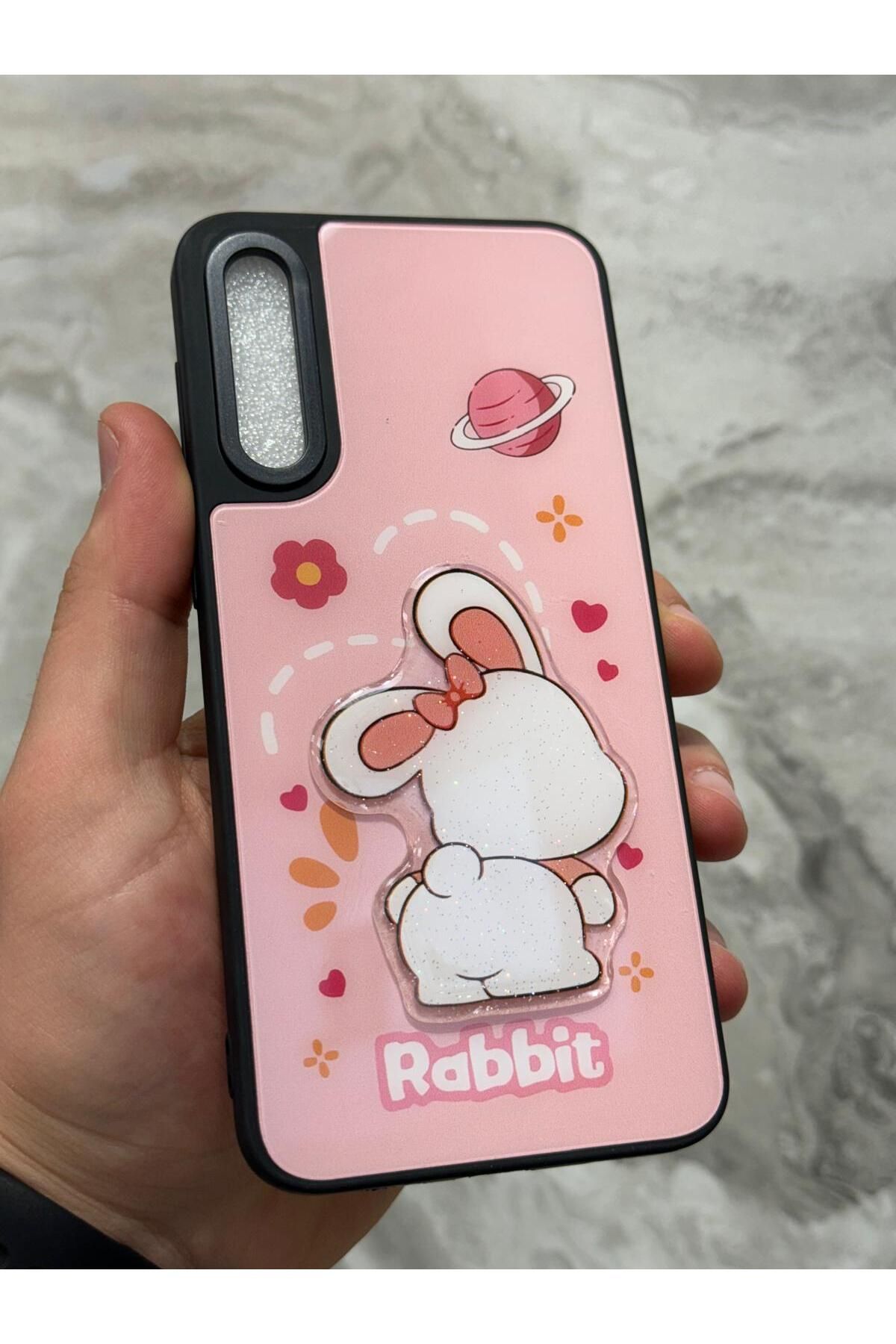 Sphone Samsung Galaxy A70 Kılıf Parlak Neon Renkli Kabartma Emoji Teddy Bear Baby Rabbit Cat Sticker
