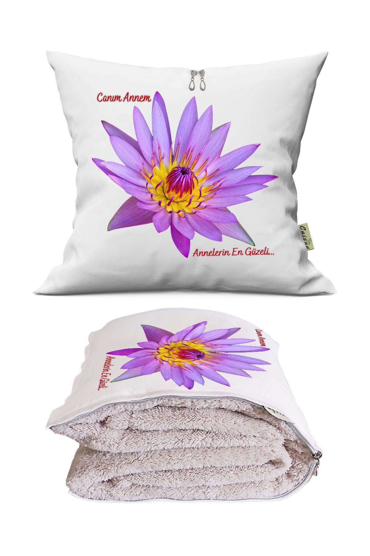 Genel Markalar Anneler Günü Hediyesi Lotus Çiçeği Tv Battaniyeli Opsiyonel Dekoratif Kırlent Yastık