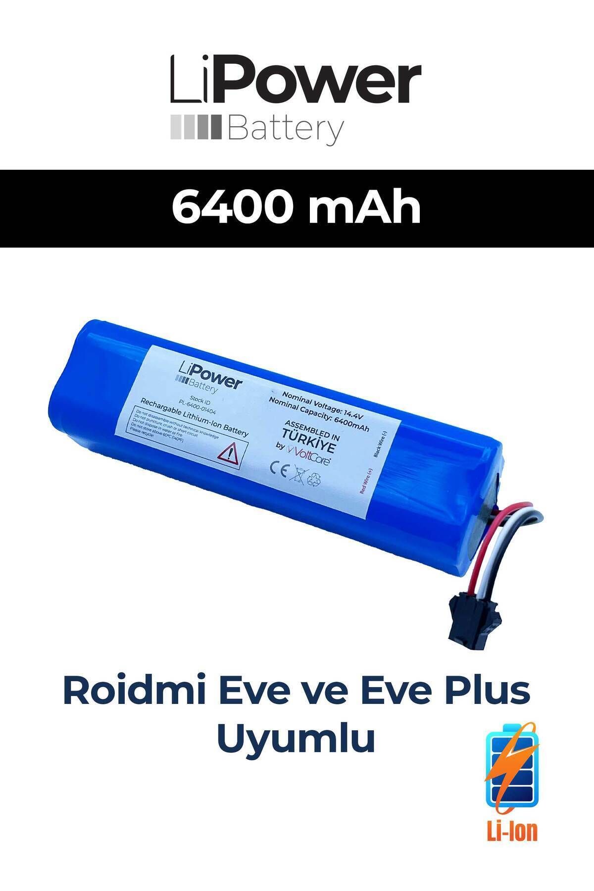 HighV Roidmi Eve & Eve Plus Uyumlu Robot Süpürge Bataryası 6400 Mah Pil (YÜKSEK KAPASİTE)