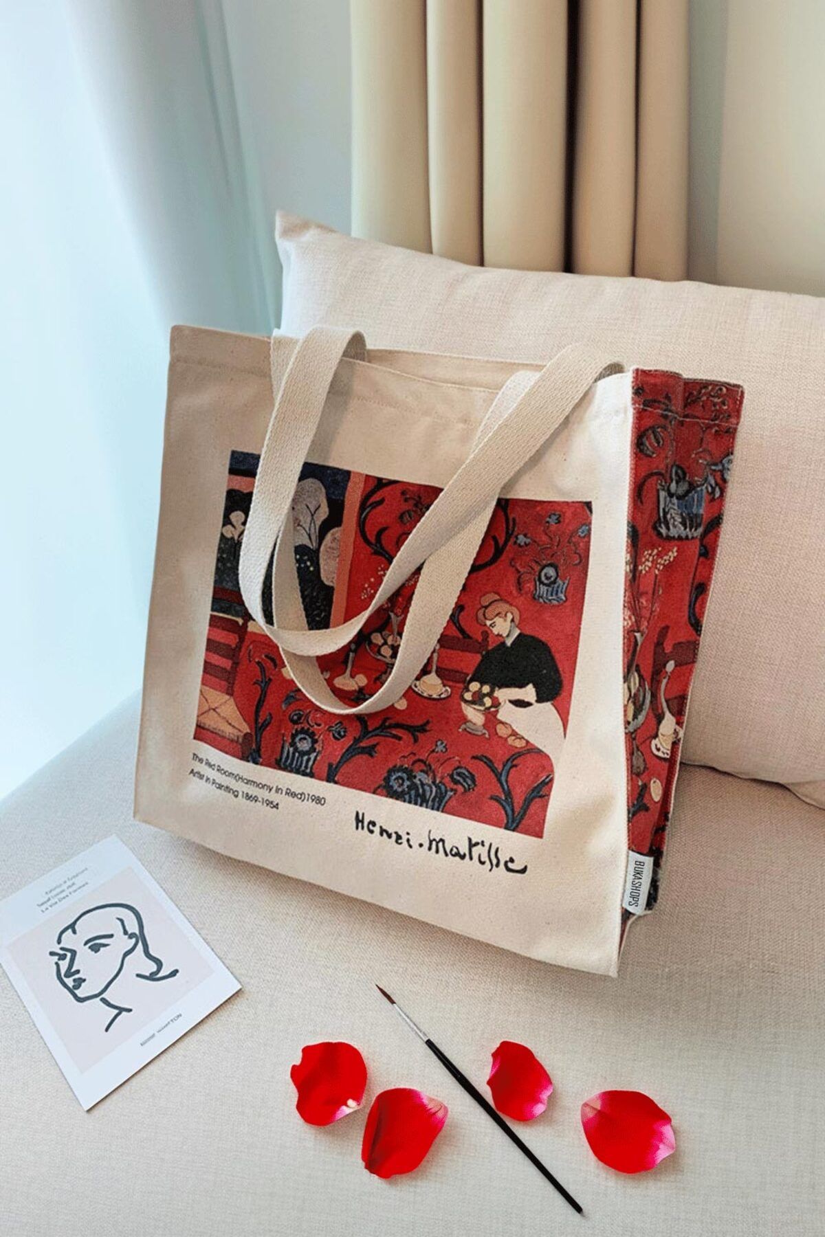 bukashops Henri Matisse Red Tote Bag Kanvas Çanta