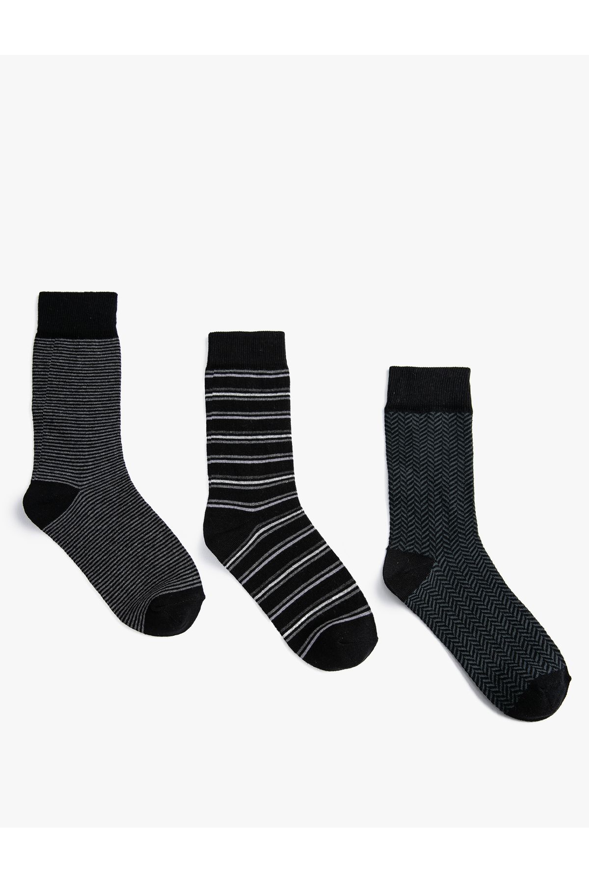 Koton Basic 3'lü Soket Çorap Seti Geometrik Desenli