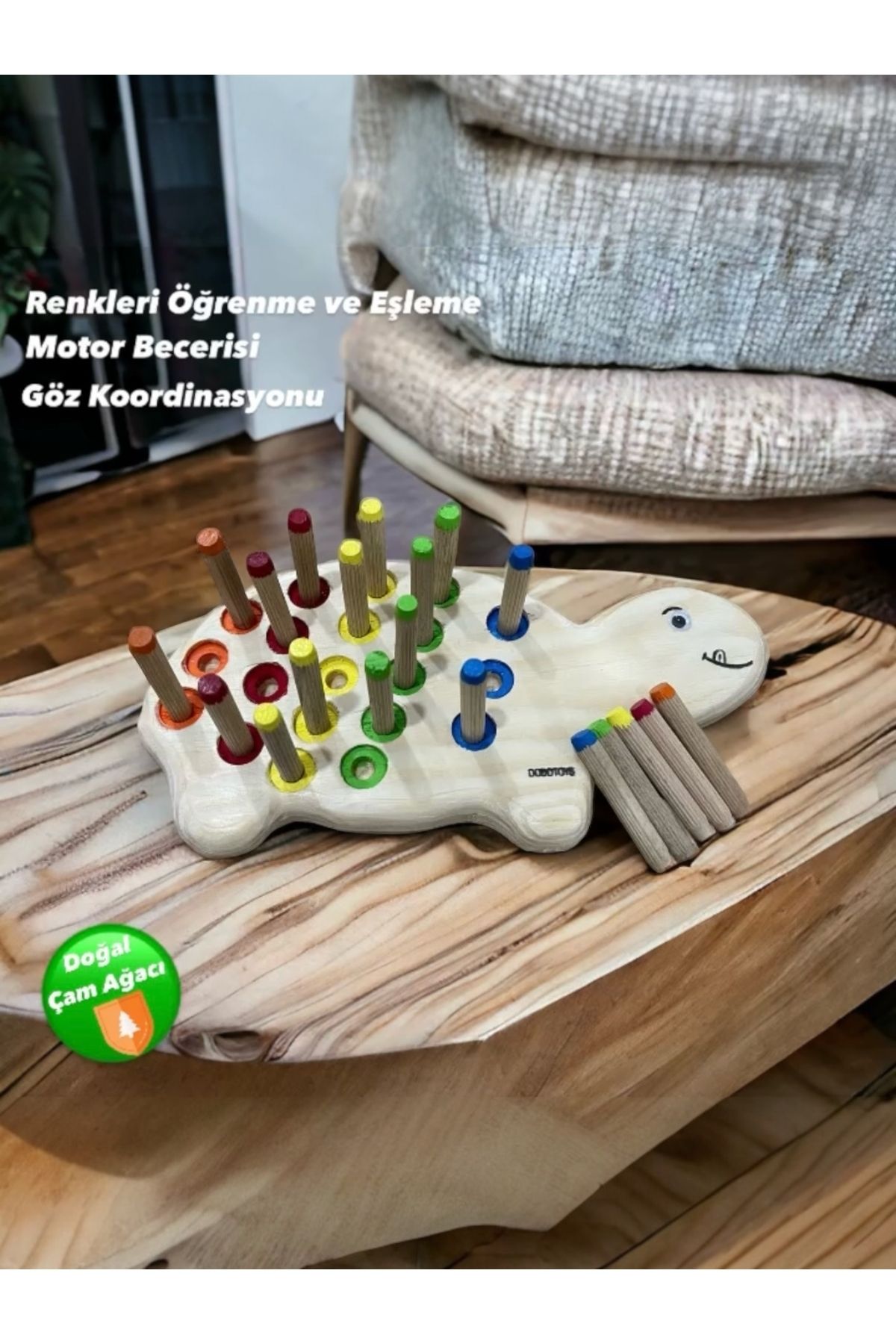 dodotoys Montessori Kaplumbağa Bul Tak Öğretici Set Ahşap