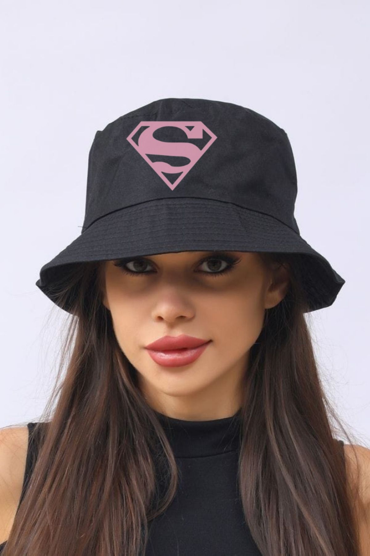 Toum OnlyMoon  Pink Superman Bucket Balıkçı Şapka