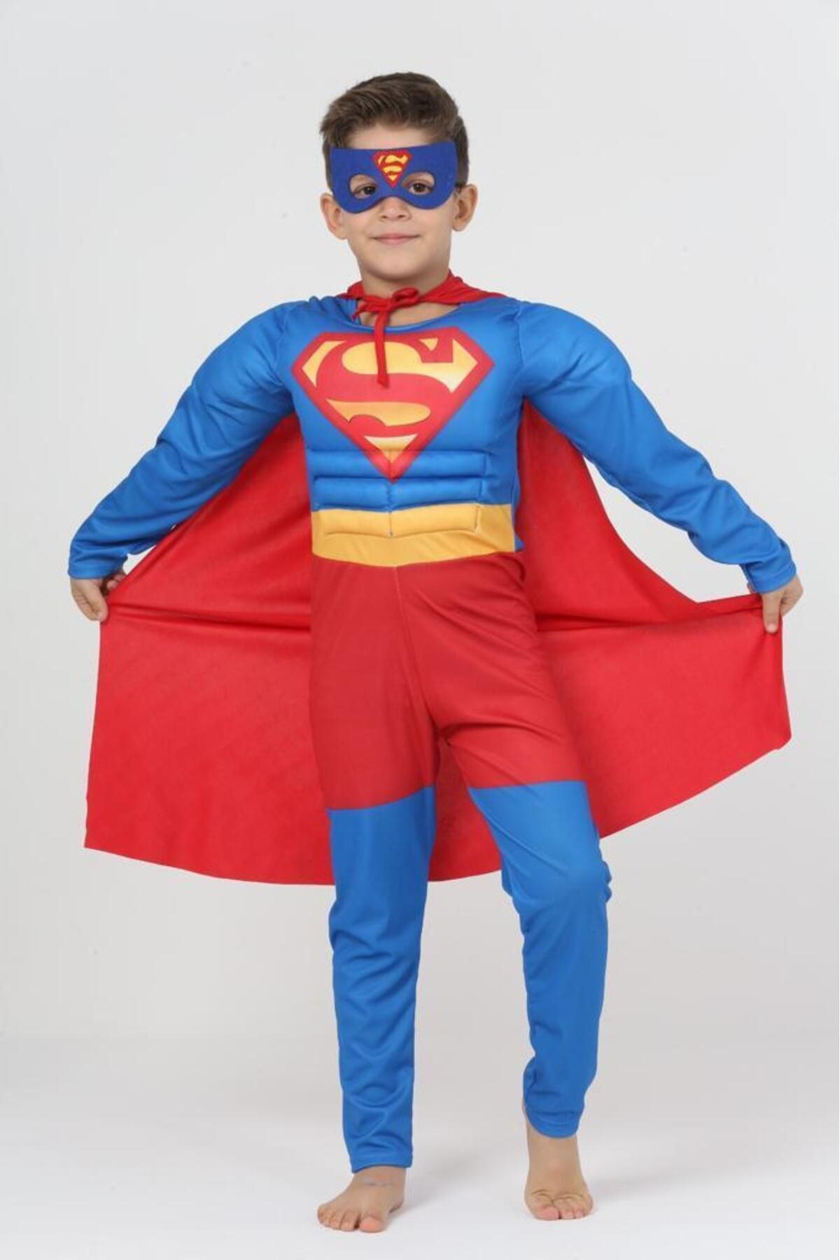 Superman Çocuk Kaslı Superman Kostümü - Çocuk Kaslı Süpermen Kıyafeti