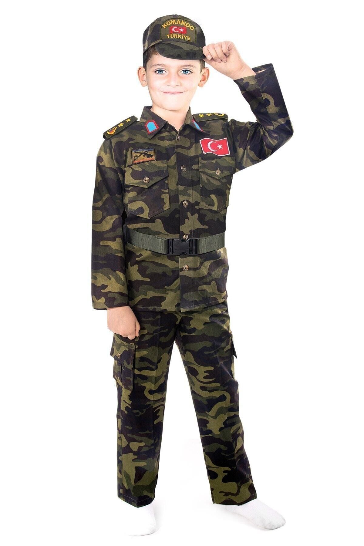 Liyavera Erkek Çocuk Haki Türk Askeri Kostümü Çocuk Kıyafeti