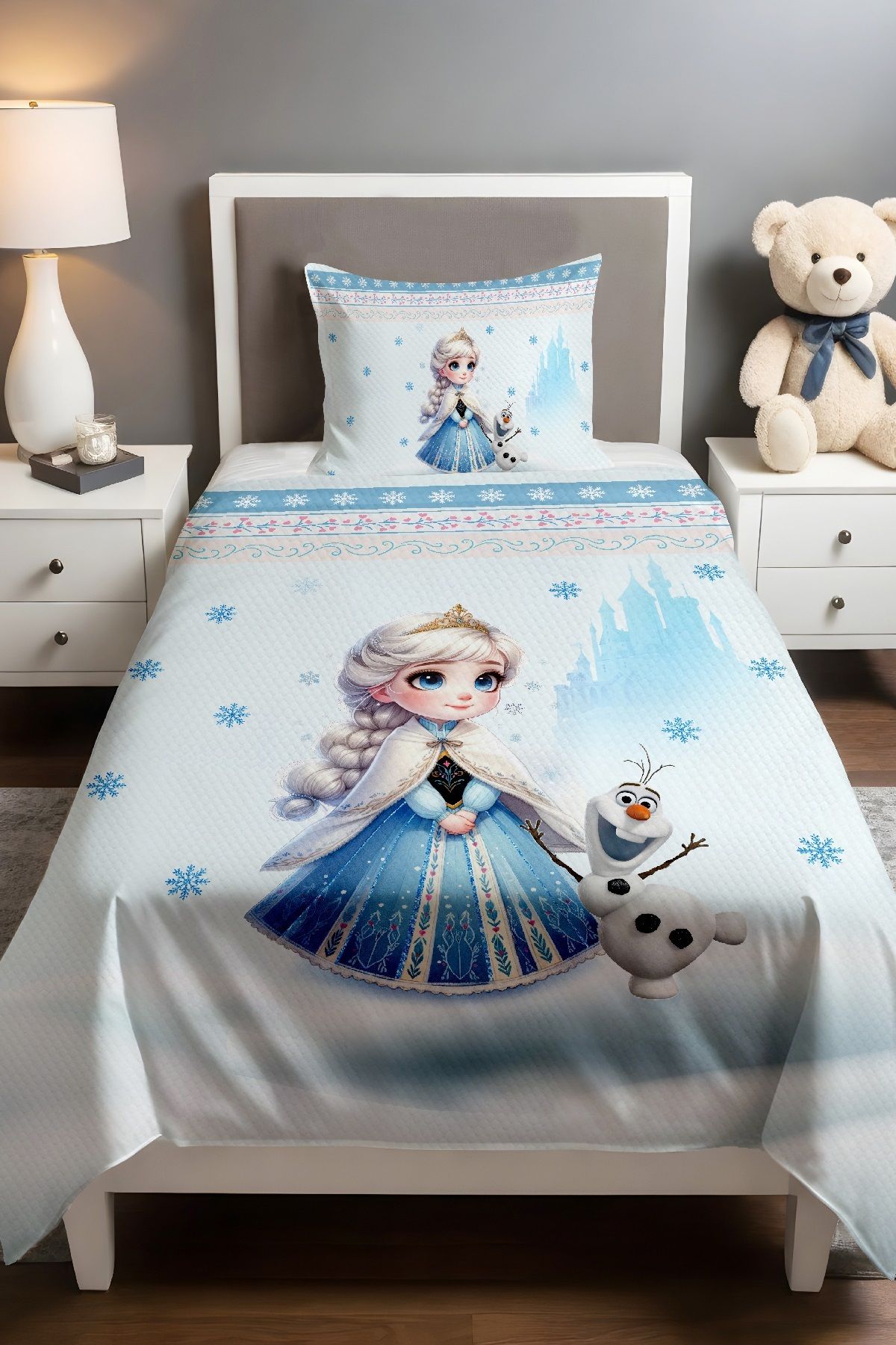 Evpanya Minik Prenses Elsa Desenli Pike Seti (160x230cm)