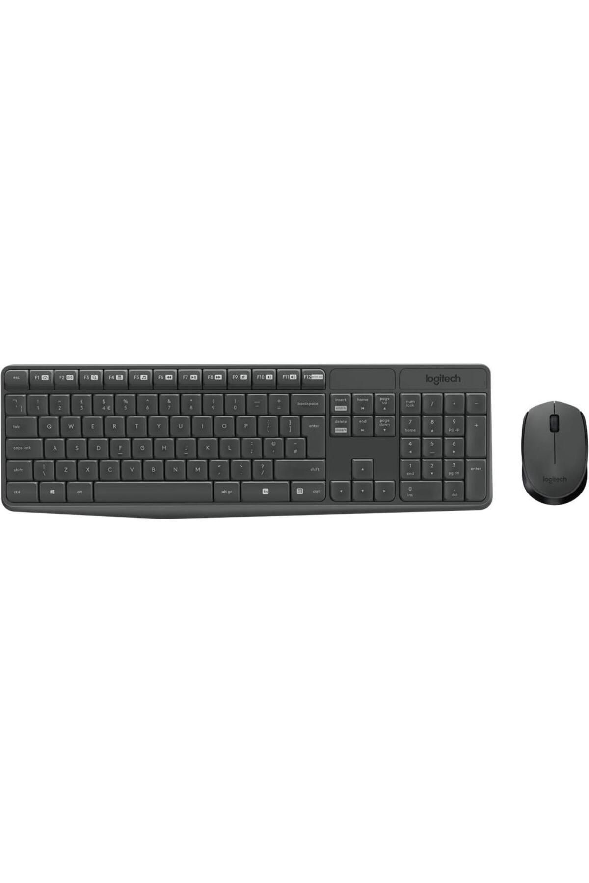 logitech MK235 Kablosuz Klavye Mouse Set Gri USB Türkçe Q