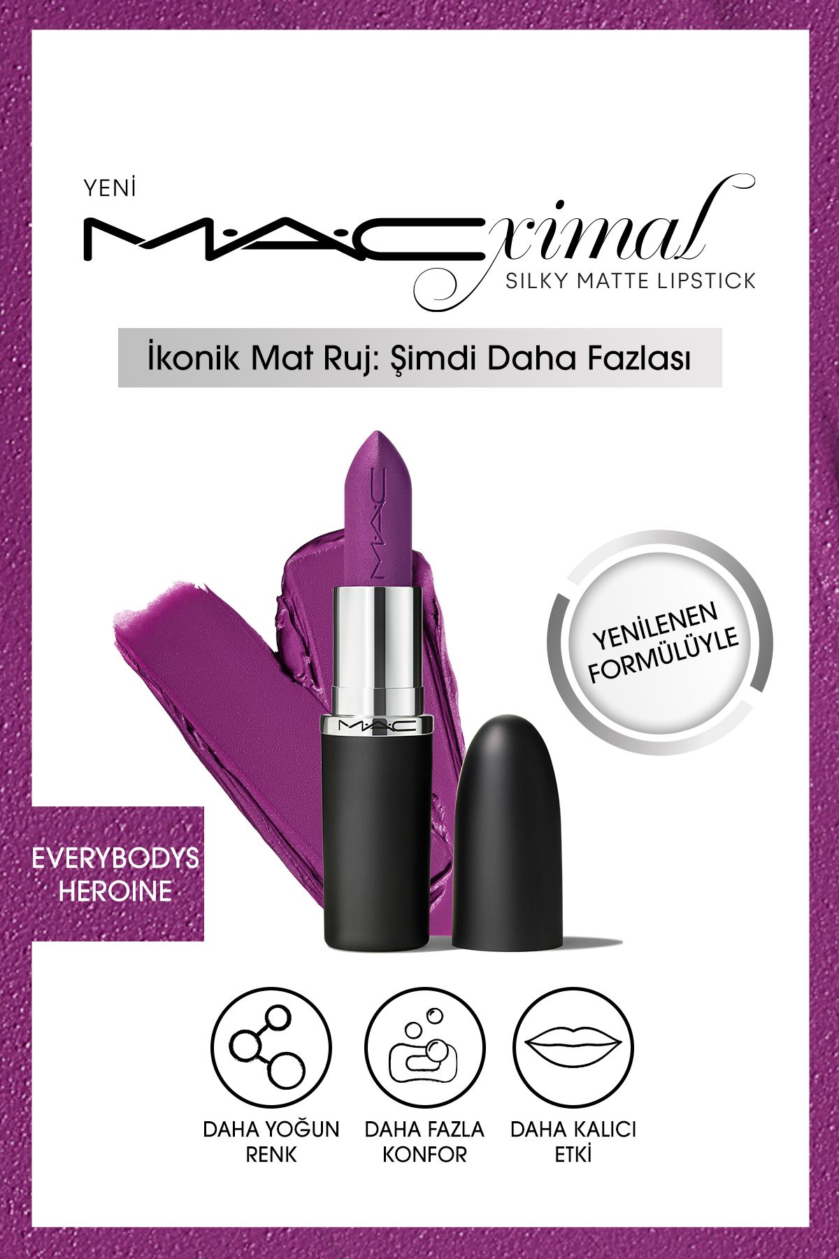 Mac M·A·CXIMAL Silky Matte Lipstick Nemlendirme Etkili Yoğun Renk Sağlayan Ruj - Everybody's Heroine
