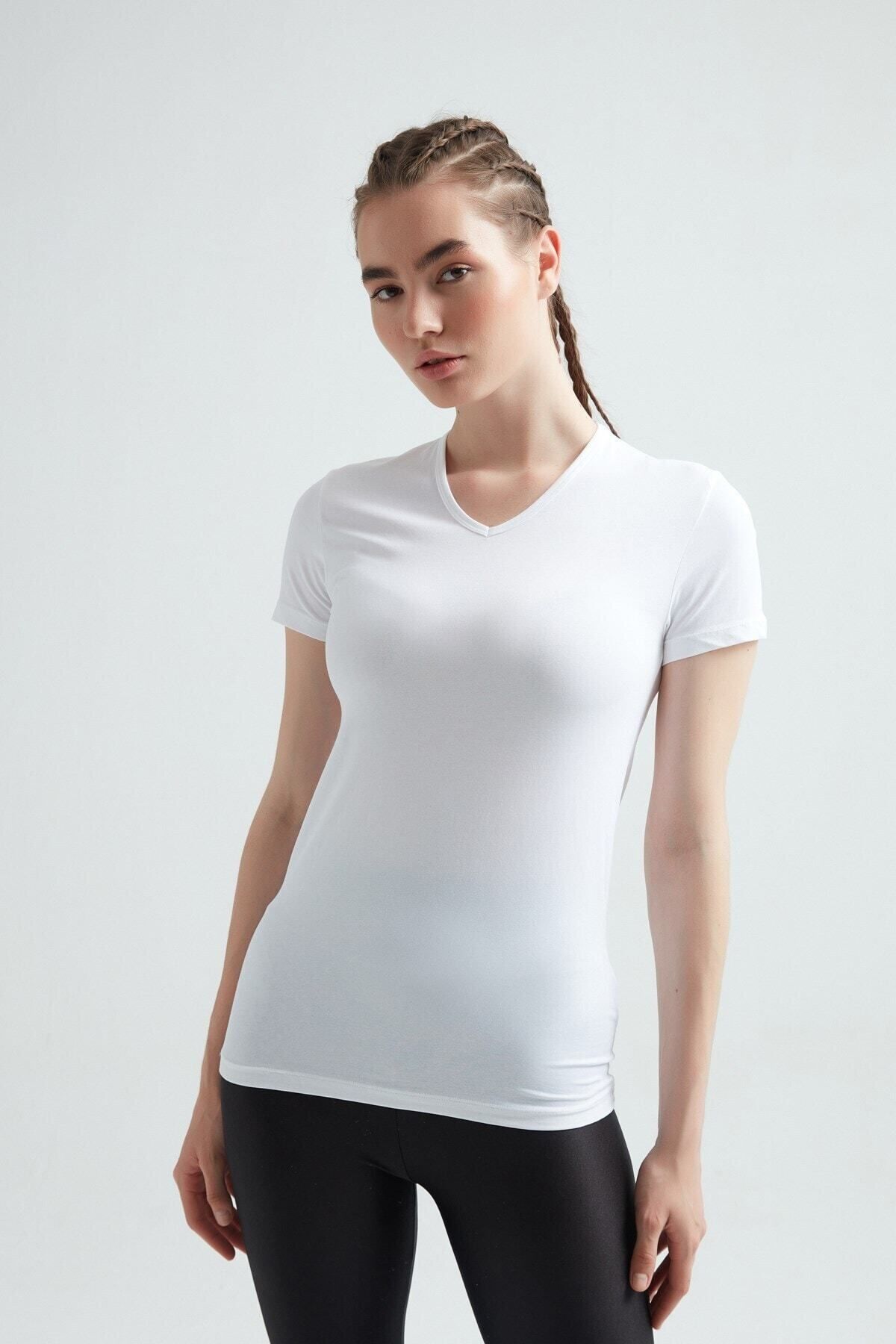 ERDEM İÇ GİYİM Erdem Ekru V-yaka Slim Unisex T-shirt 1025