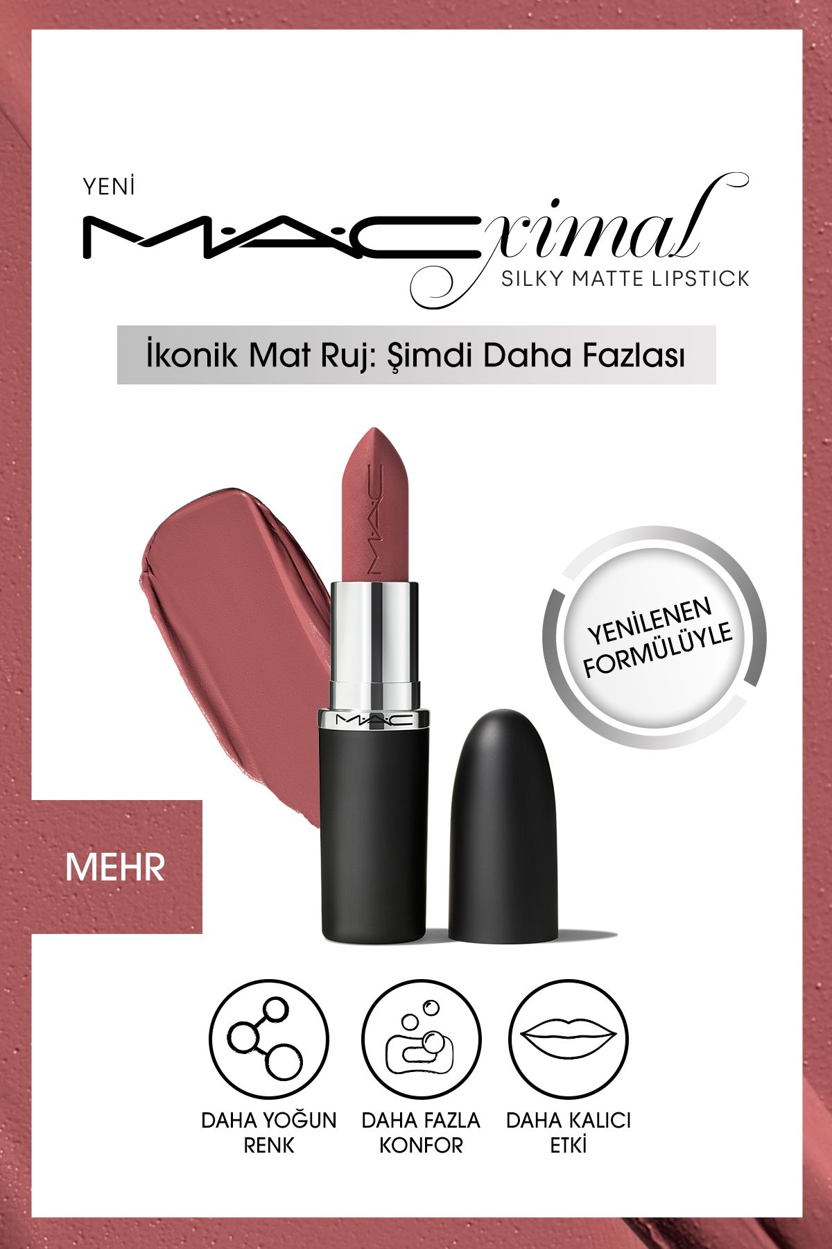 Mac M·A·CXIMAL Silky Matte Lipstick Nemlendirme Etkili Yoğun Renk Sağlayan Ruj - Mehr