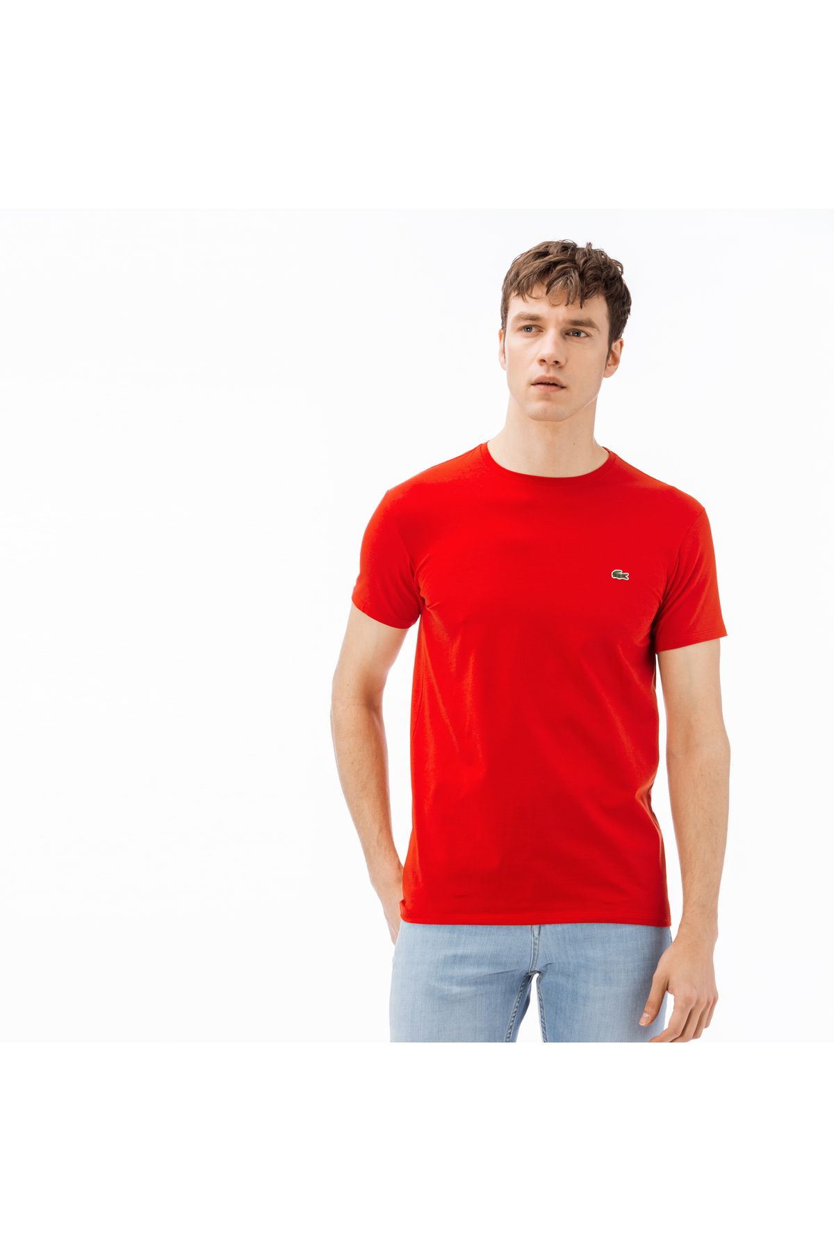 Lacoste Erkek Slim Fit Bisiklet Yaka Kırmızı T-shirt