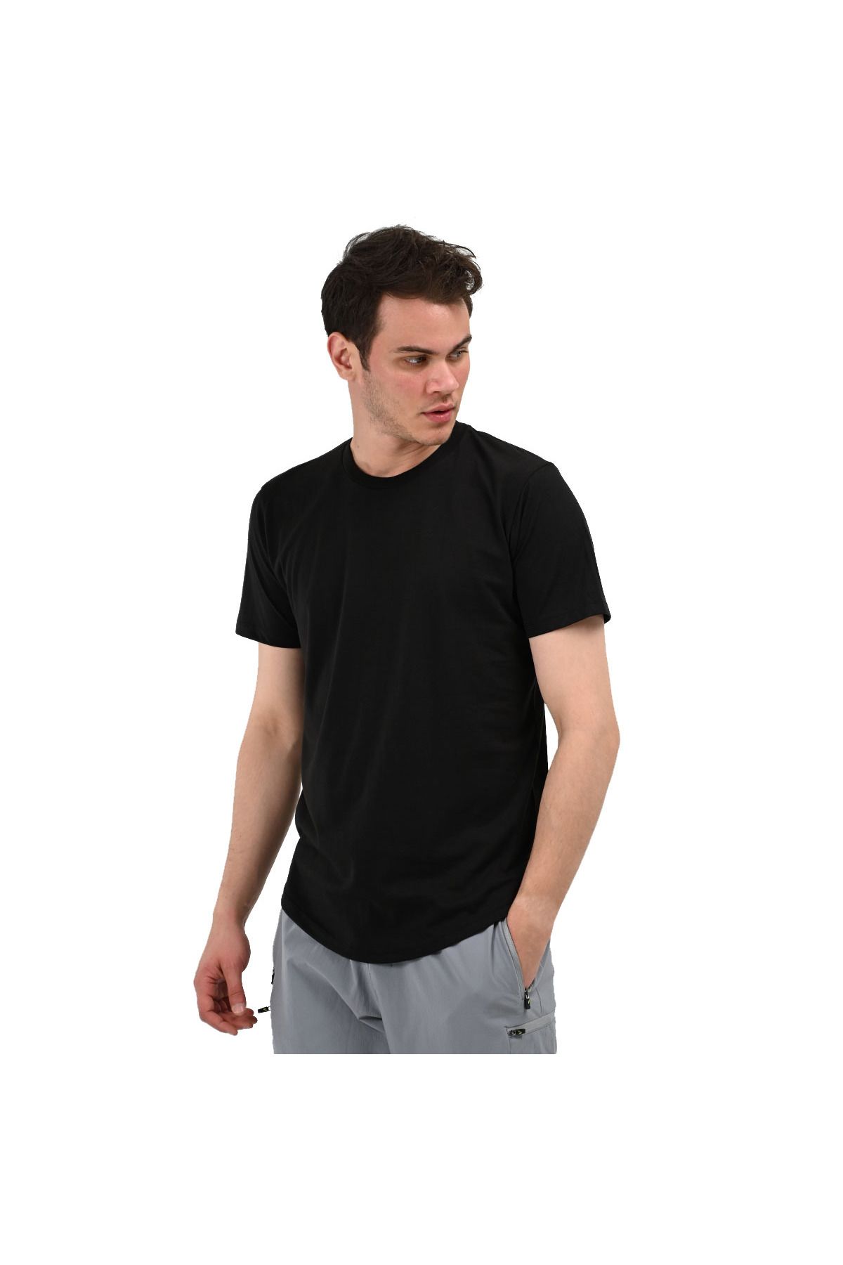 Sportive Ognian Erkek Siyah Günlük Stil T-Shirt 24YETL18D05-SYH
