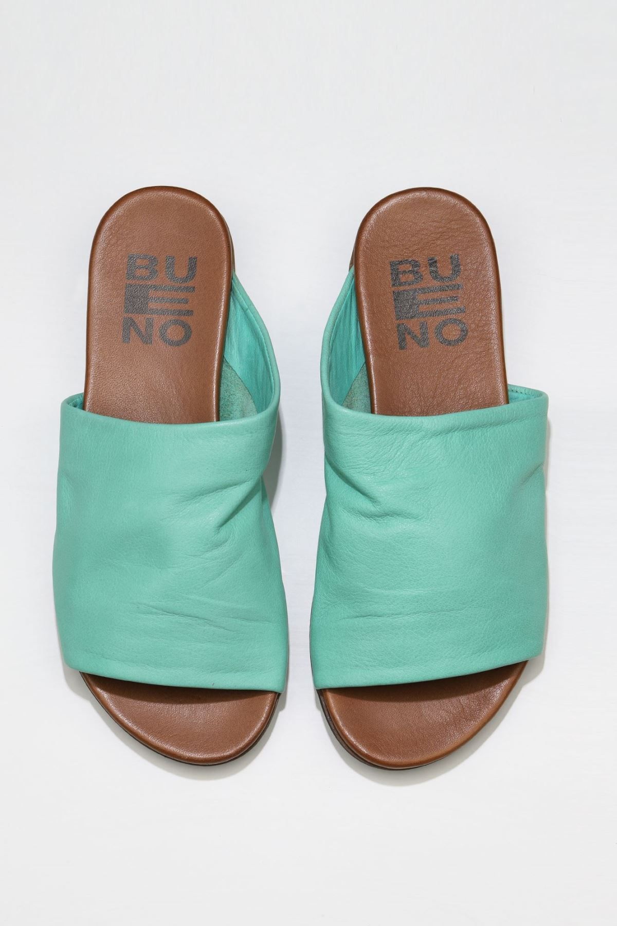Genel Markalar Shoes Yeşil Deri Kadın Düz Terlik