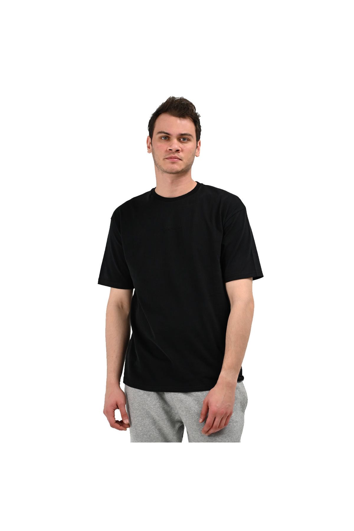 Sportive Nove Erkek Siyah Günlük Stil T-Shirt 24YETL18D06-SYH