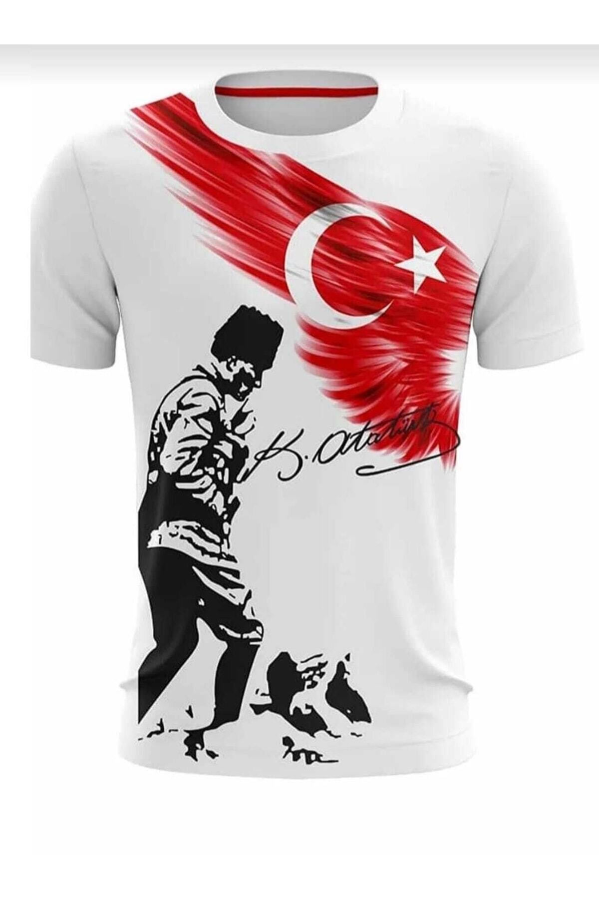 Genel Markalar Unisex 23 Nisan 29 Ekim 19 Mayıs Gösteri Kostüm Atatürk Baskılı Ve Türk Bayraklı Ayyıldızlı Tişört