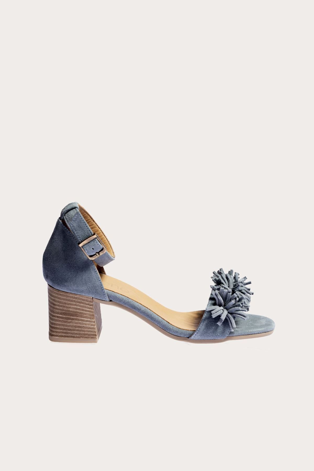 BUENO Shoes Mavi Süet Kadın Topuklu Ayakkabı