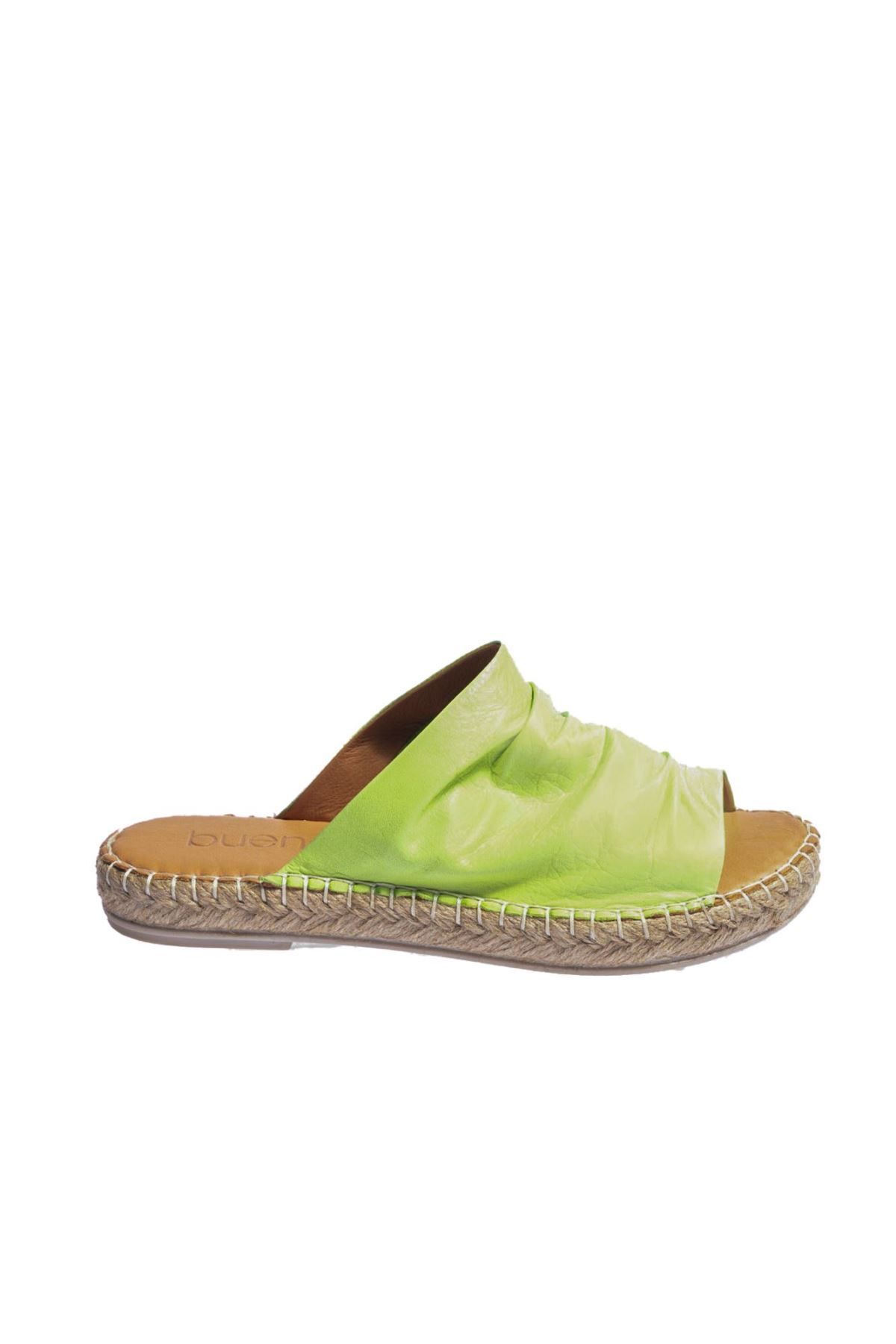 Genel Markalar Shoes Yeşil Deri Kadın Espadril Terlik