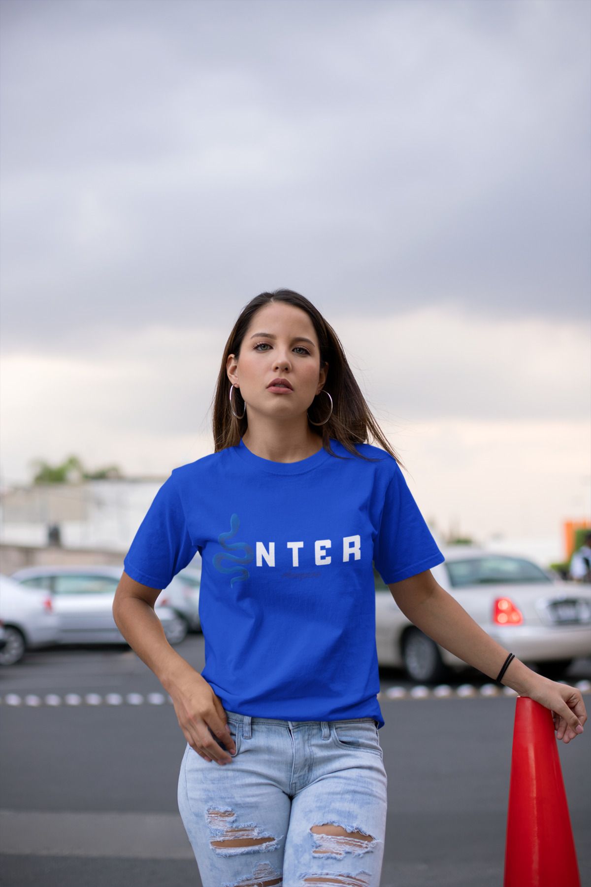 Biy Store inter yılan logo tasarımlı forma baskılı unisex tişört t-shirt