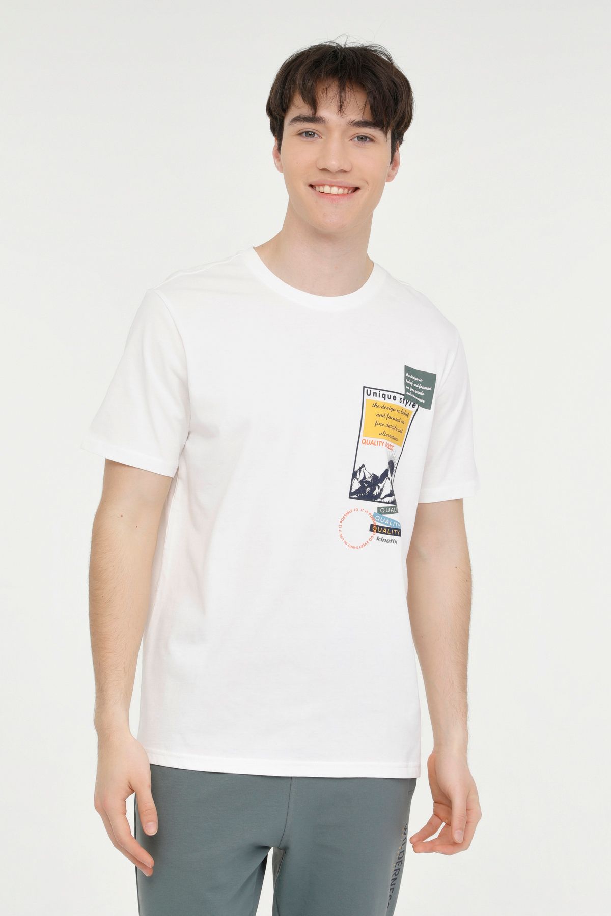Kinetix ML KAYDEN 11OD-145 4FX Ekru Erkek Kısa Kol T-Shirt