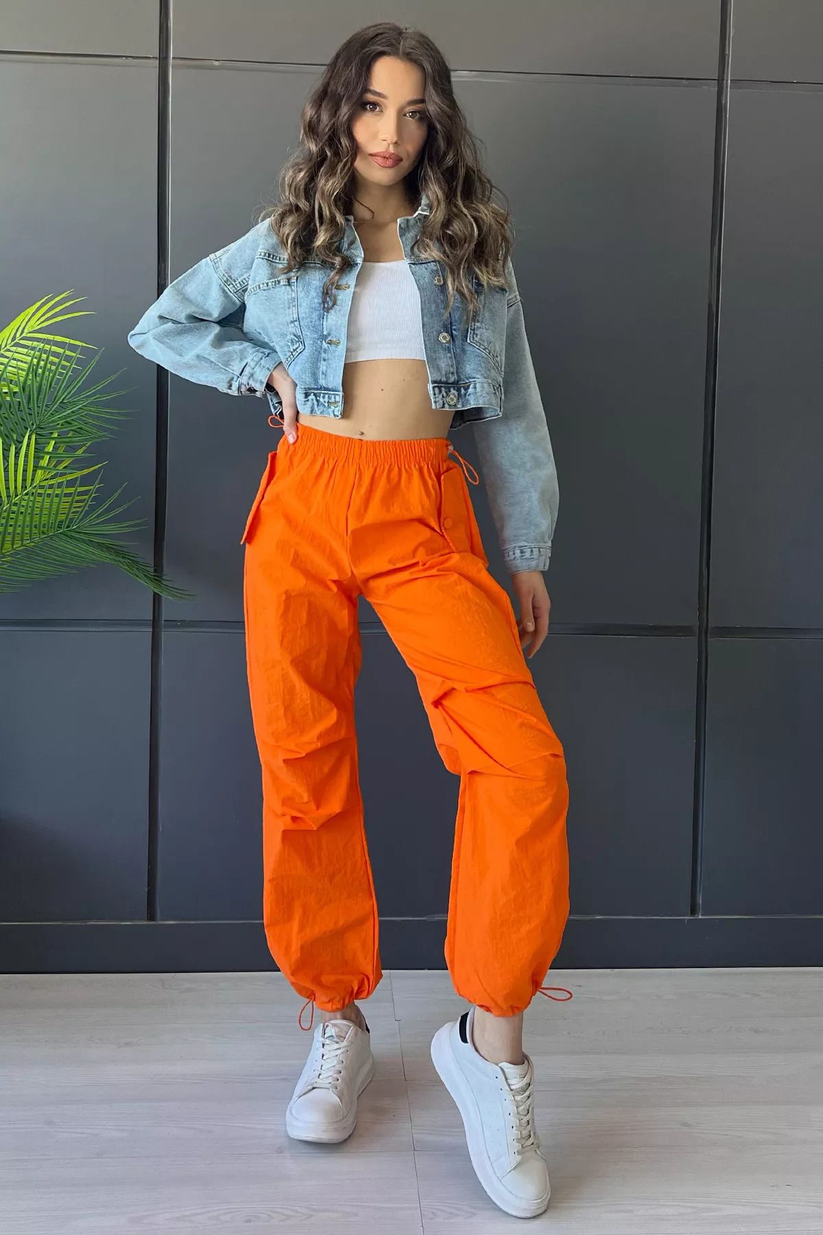 Julude Orange Kadın Bel Ve Paça Lastikli Cep Detaylı Pantolon