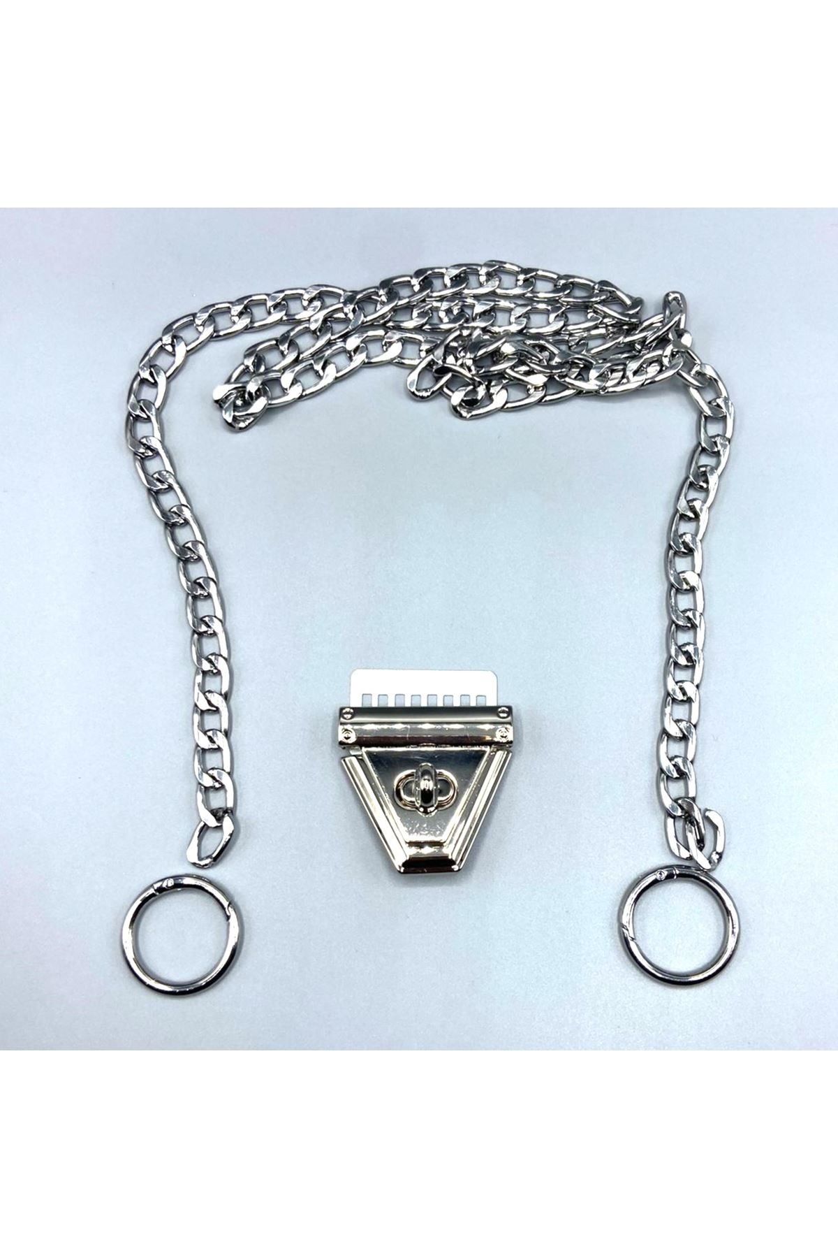 Oxford İplik Metal Çanta Sti Zincir+Çevirmeli Kilit Dayanıklı Gümüş