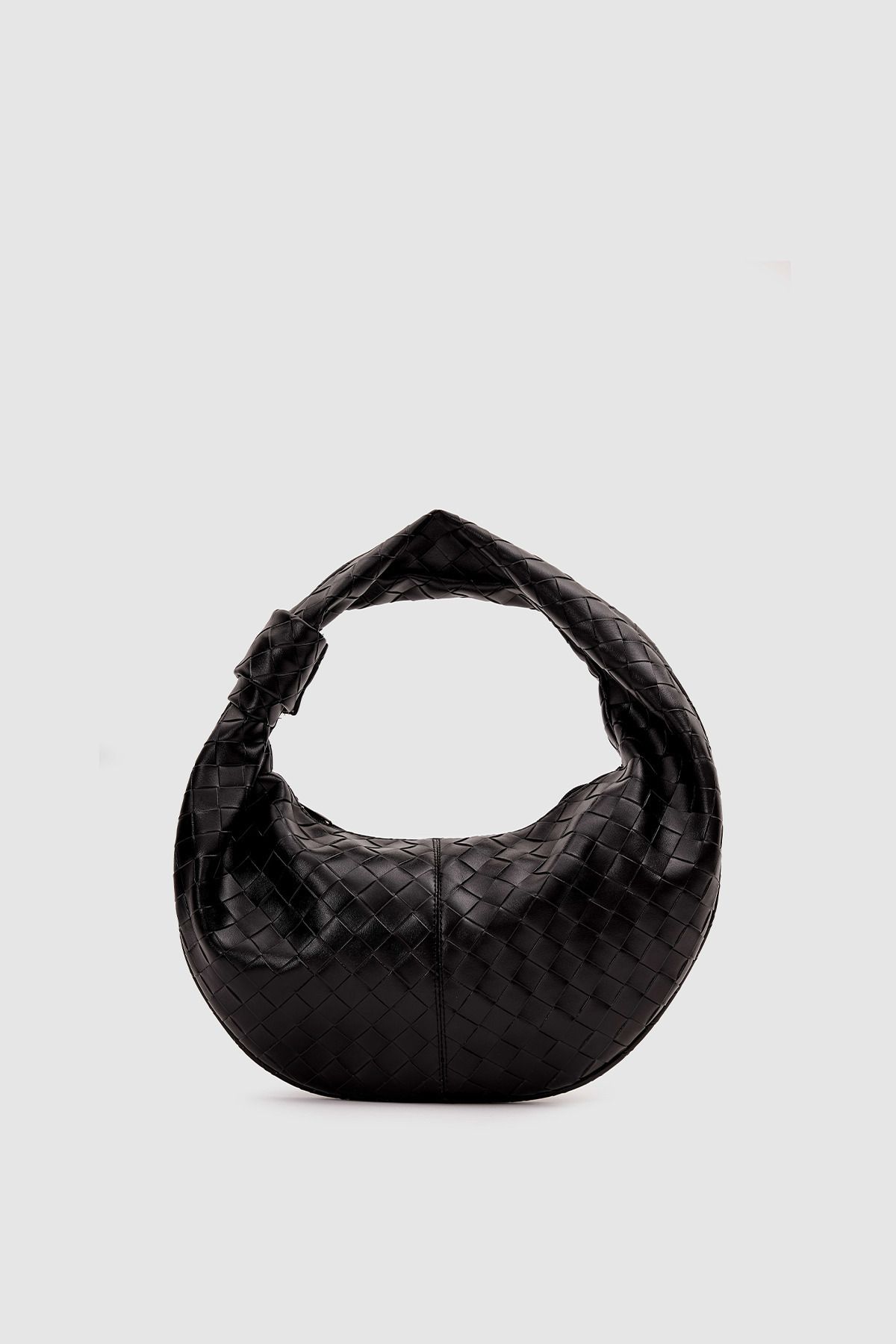 Pia Leather Örgülü Model Kadın Büyük Boy Salaş Çanta Knit Siyah