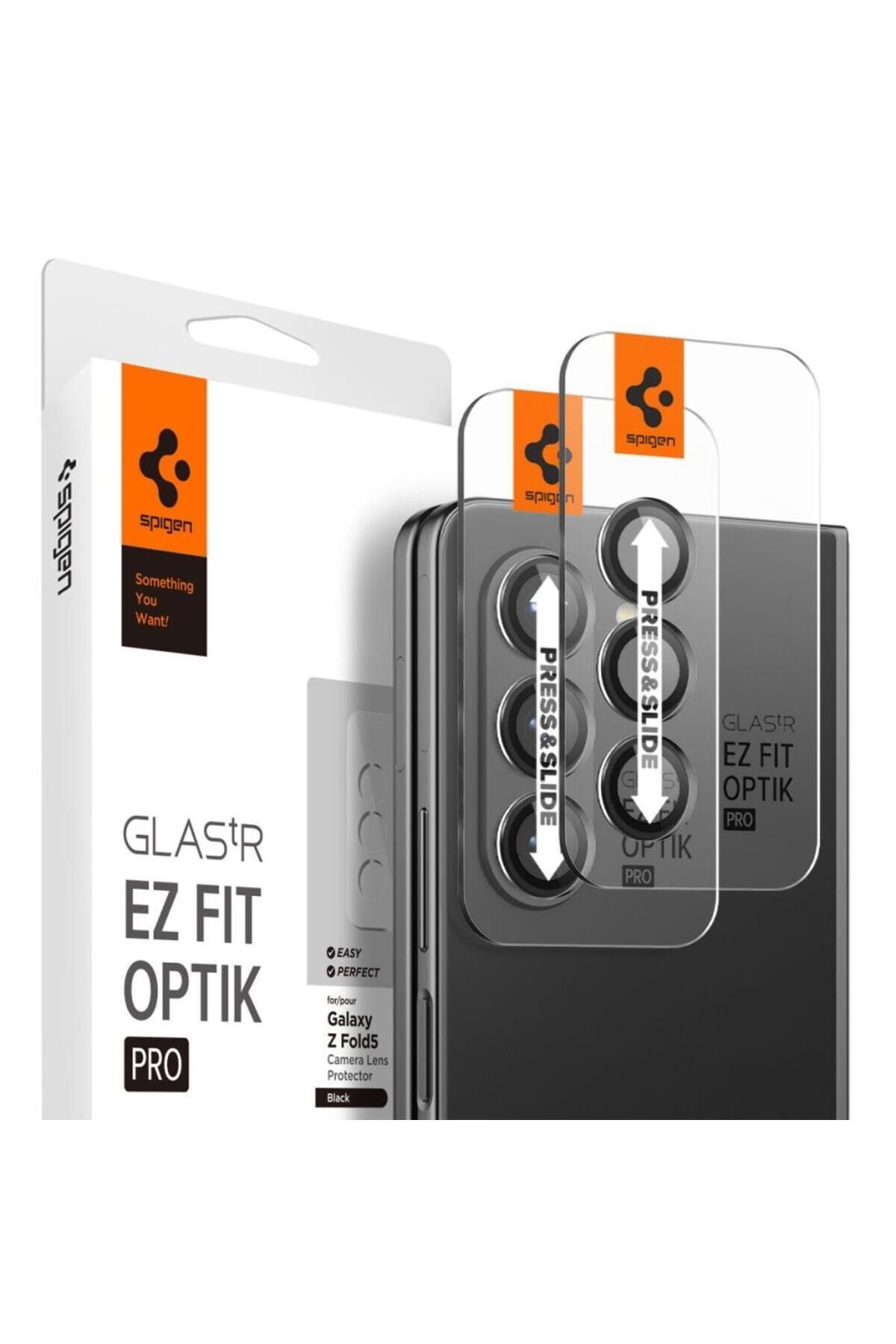 Spigen Galaxy Z Fold 5 Kamera Lens Camı Koruyucu Glas.tR EZ Fit Optik Pro (2 Adet) Black - AGL06524