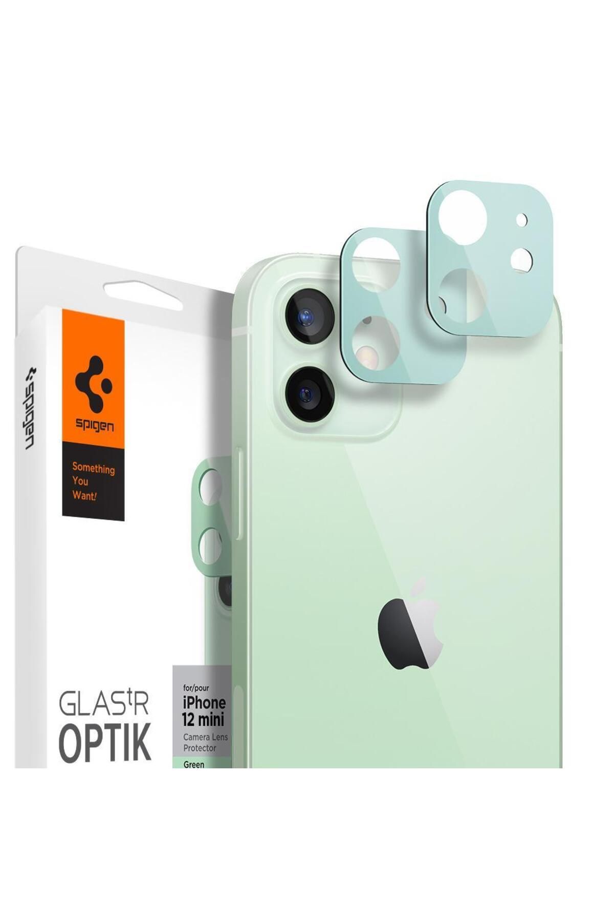 Spigen iPhone 12 Mini Kamera Lens Camı Koruyucu Glas.tR Optik (2 Adet) Green - AGL02463