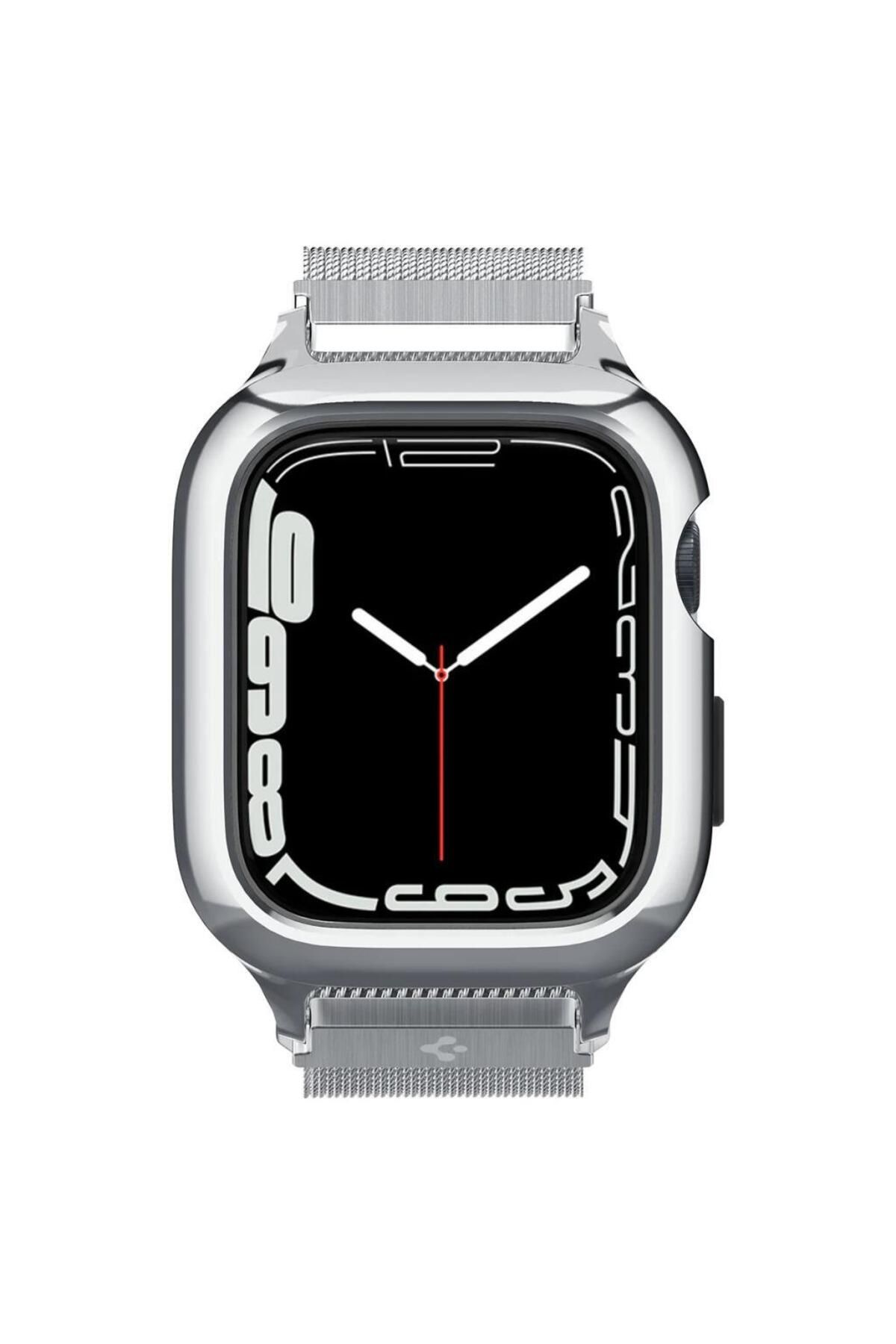 Spigen Apple Watch 41mm (Seri 9/8/7) Kılıf & Kordon Kayış Metal Fit Pro Silver - ACS04586