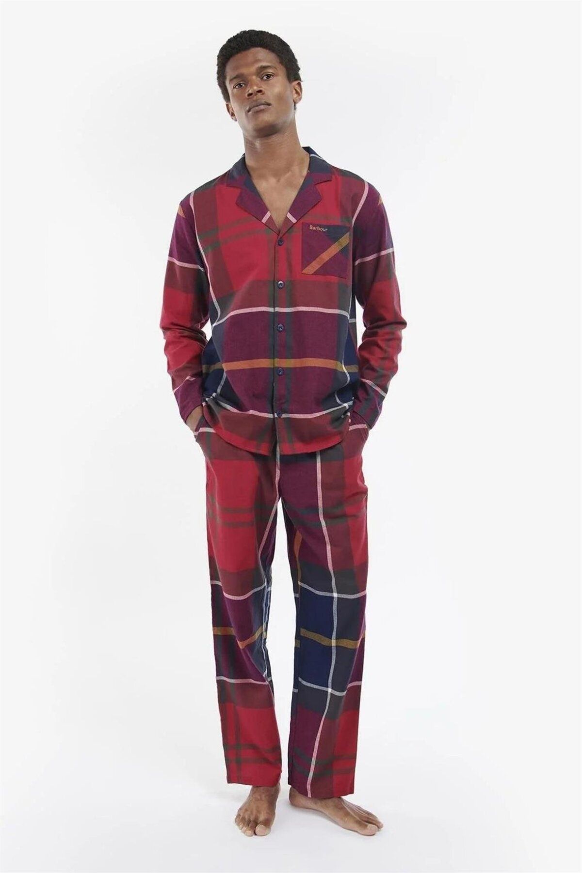 Barbour Large Scale Laith Pijama Set Re52 Large Red Tartan
